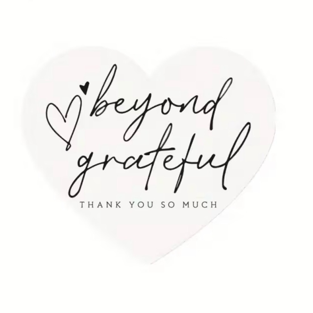 100 Heart Shaped Thank You Cards for Small Business